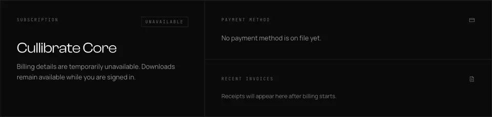 The Subscription & payments section on the account page.