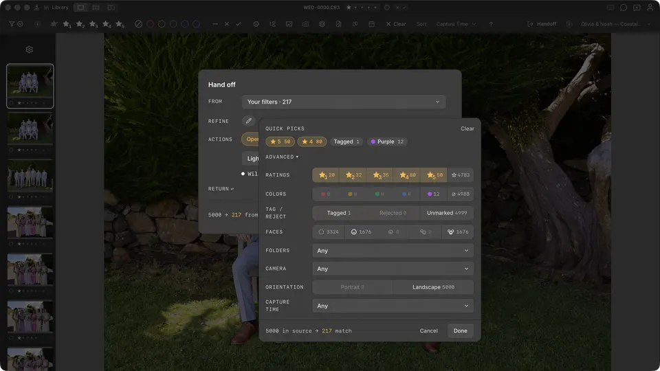 The current Handoff Refine panel with manual selection controls; Auto-Cull is not exposed.