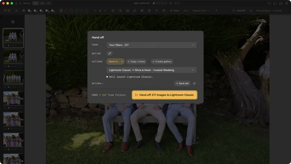 The current Handoff checkout overview for reviewing a manually refined set.