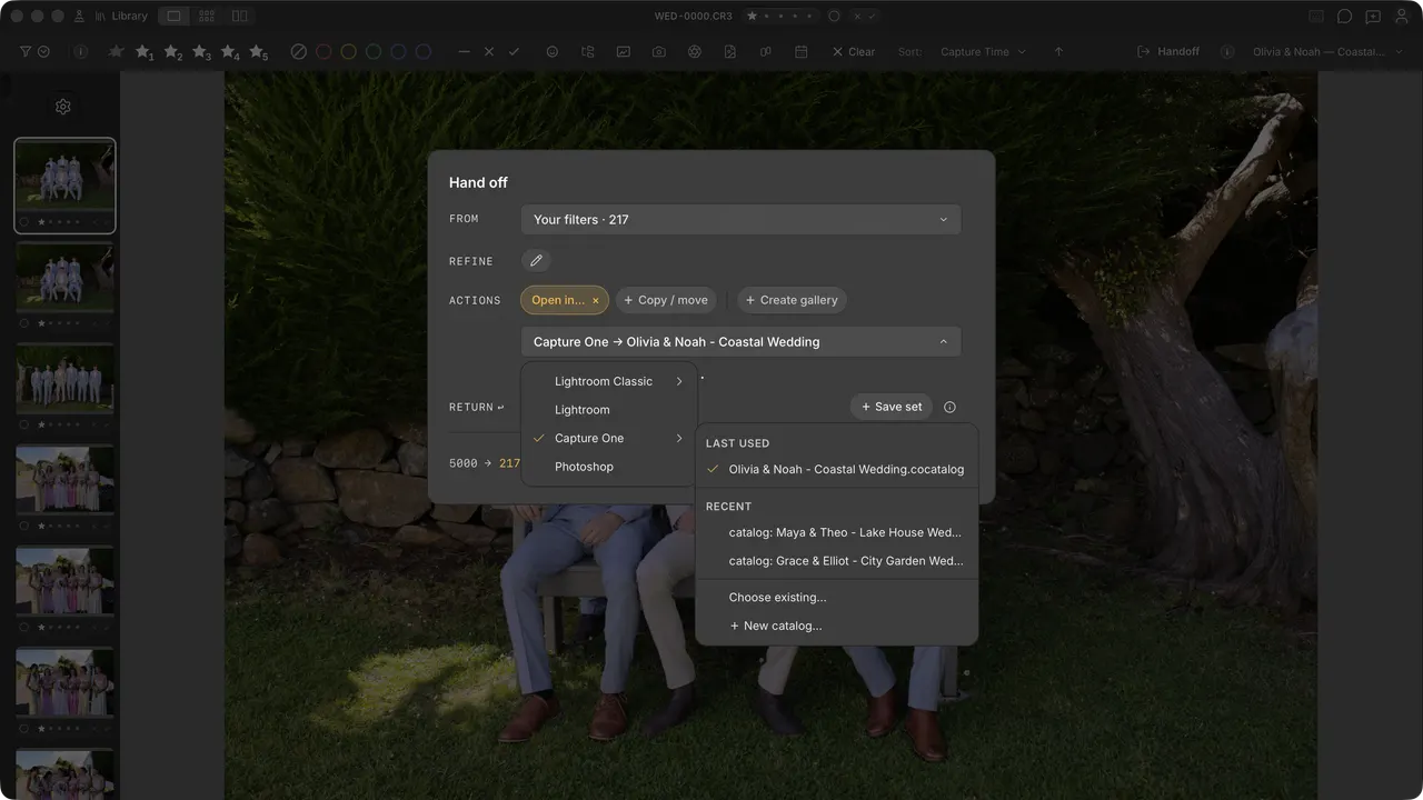 Cullibrate Handoff with Capture One selected as the destination editor.