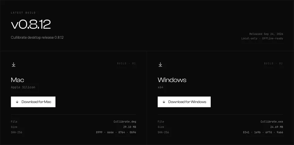 The download page once you are signed in, with the Mac and Windows installers.