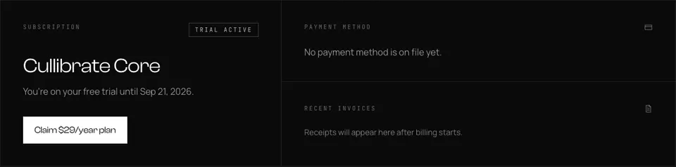 The Subscription & payments section on the account page.