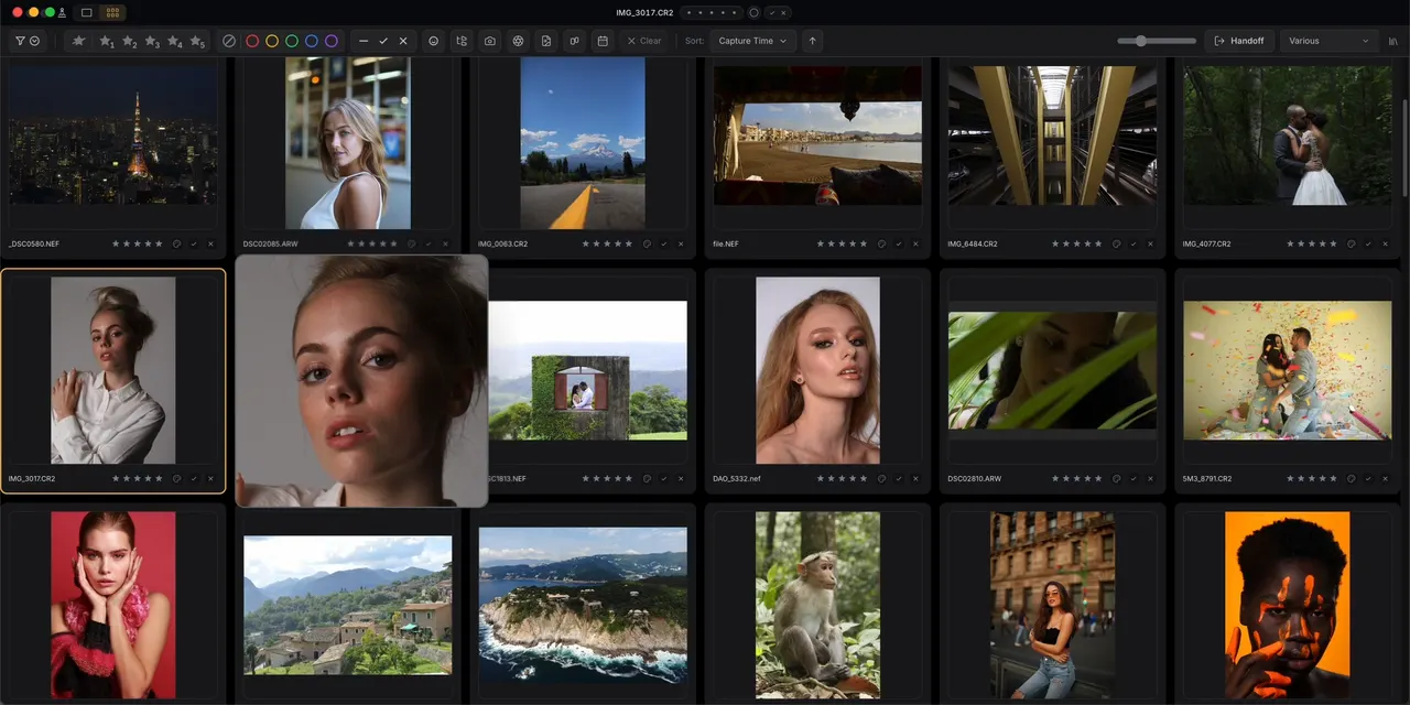 Cullibrate grid view showing a varied professional photo collection.